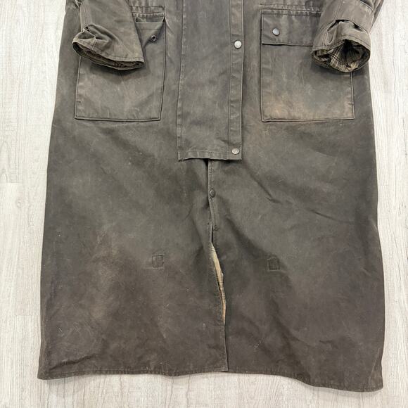 Vintage Kuver Mebum Duster Oil Skin Coat Men Large Black Faded Western by Abetta - Picture 5 of 10